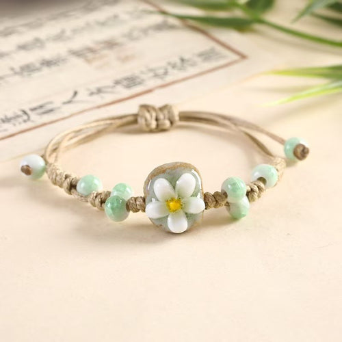 Broken Bridge Handmade Bracelet Ceramic Flower Small Jewelry Street Stall Supply Popular Fashion Bracelet Women's Jewelry