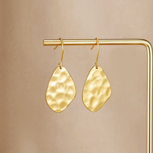Amaya Hammered Gold Drop Earrings