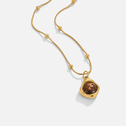 Amber Stone Pendant Necklace