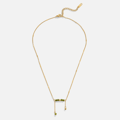 Arizona Green Bead Tassel Necklace
