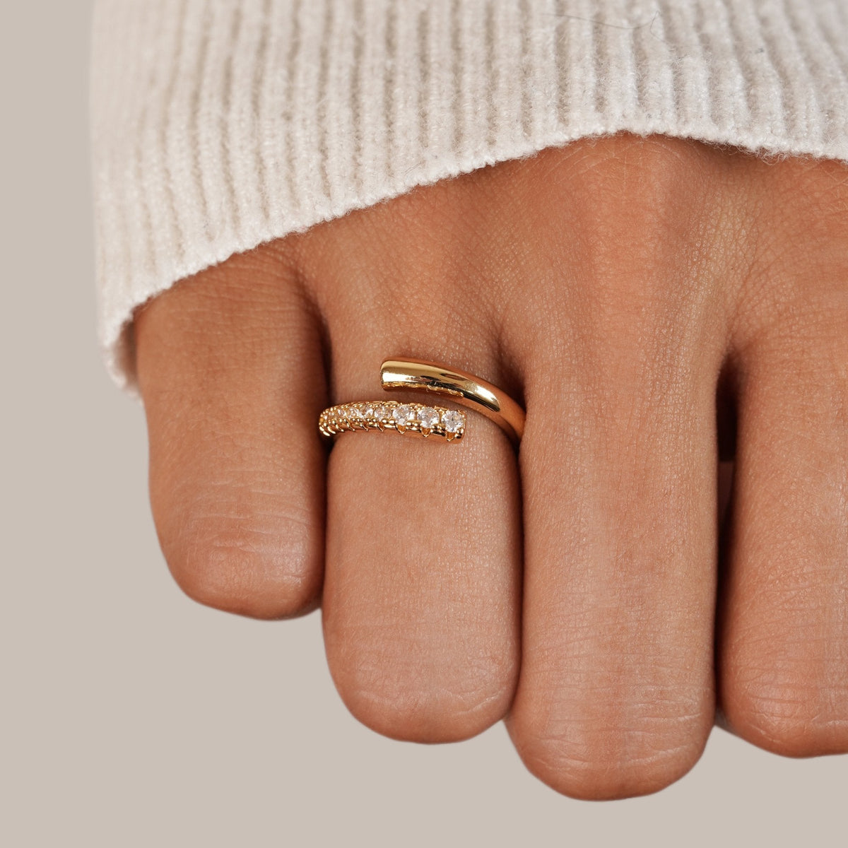 Arya Gold & Crystal Wrap Ring