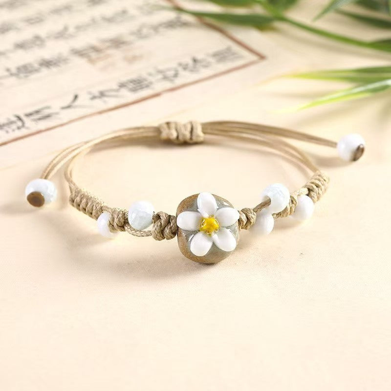 Broken Bridge Handmade Bracelet Ceramic Flower Small Jewelry Street Stall Supply Popular Fashion Bracelet Women's Jewelry