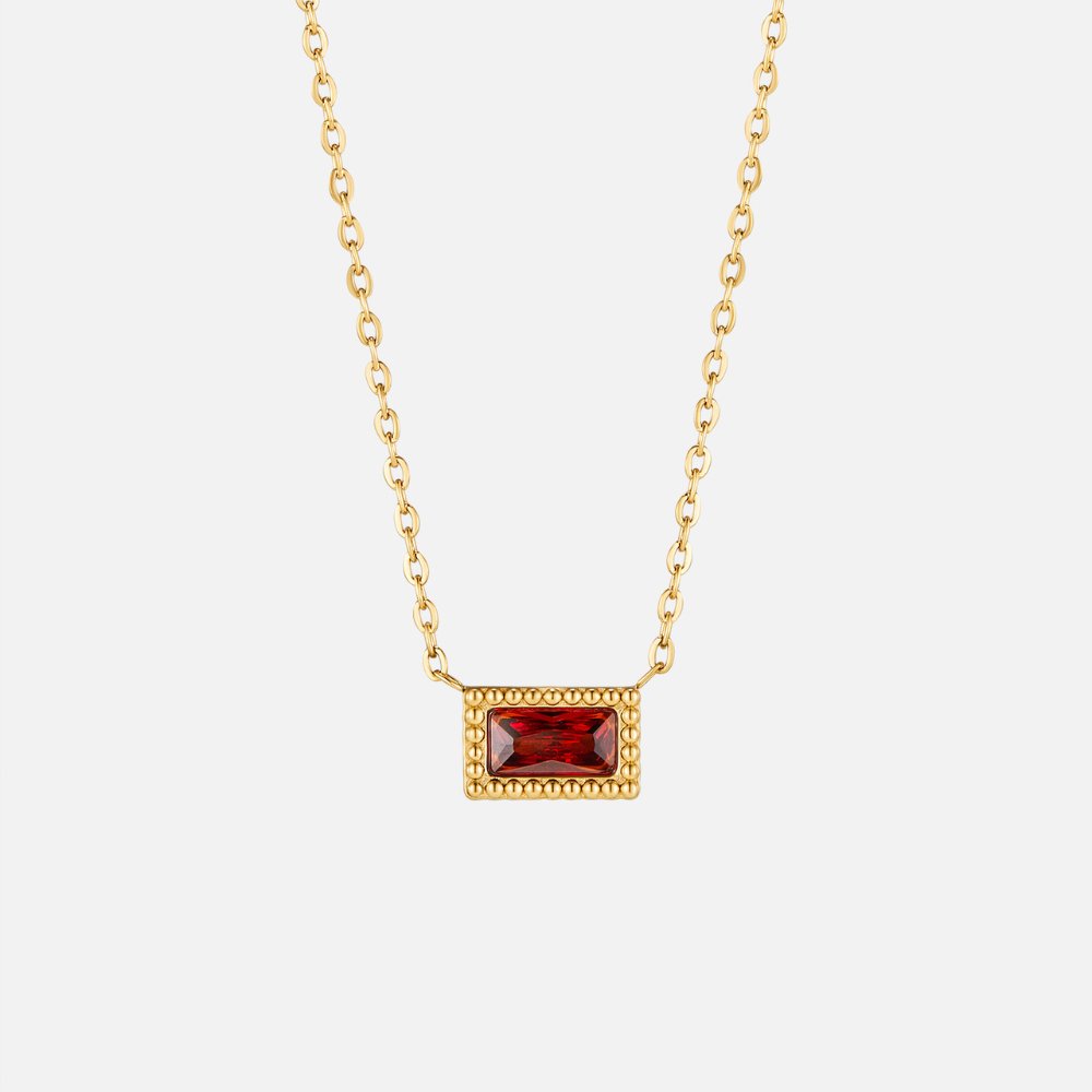 Baguette Birthstone Necklace
