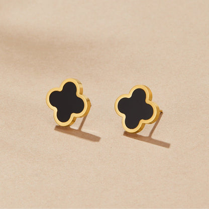 Black Clover Stud Earrings