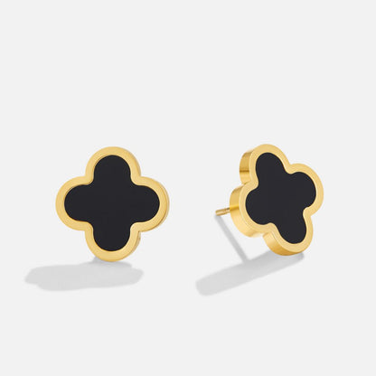 Black Clover Stud Earrings