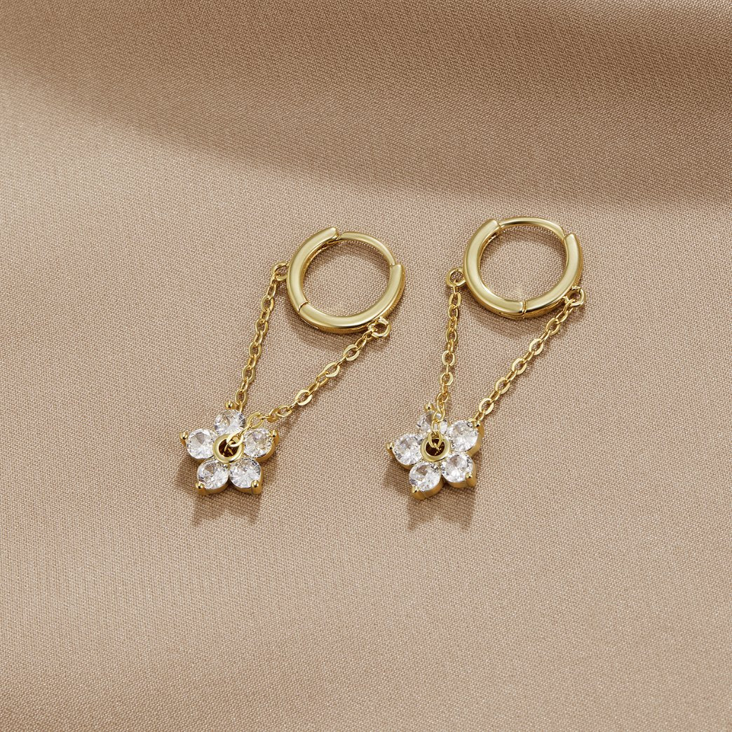 Blooming Petal Crystal Earrings