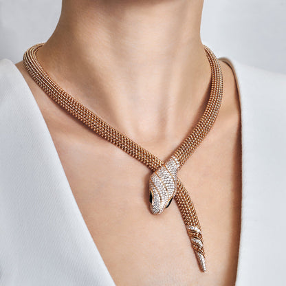 BVLGARI Pallini Serpenti Necklace Rose Gold Diamonds and Black Onyx 358434