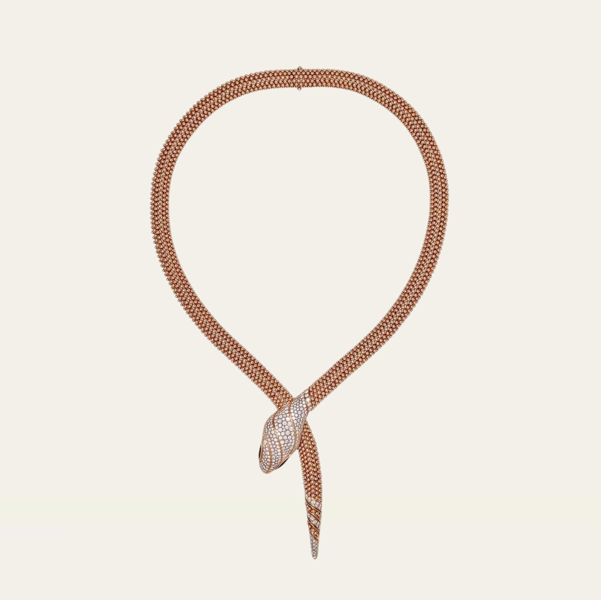 BVLGARI Pallini Serpenti Necklace Rose Gold Diamonds and Black Onyx 358434