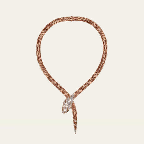 BVLGARI Pallini Serpenti Necklace Rose Gold Diamonds and Black Onyx 358434