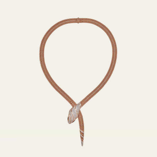 BVLGARI Pallini Serpenti Necklace Rose Gold Diamonds and Black Onyx 358434