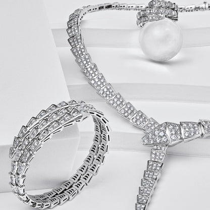BVLGARI Serpenti Two-Coil Bracelet White Gold Diamond 357274