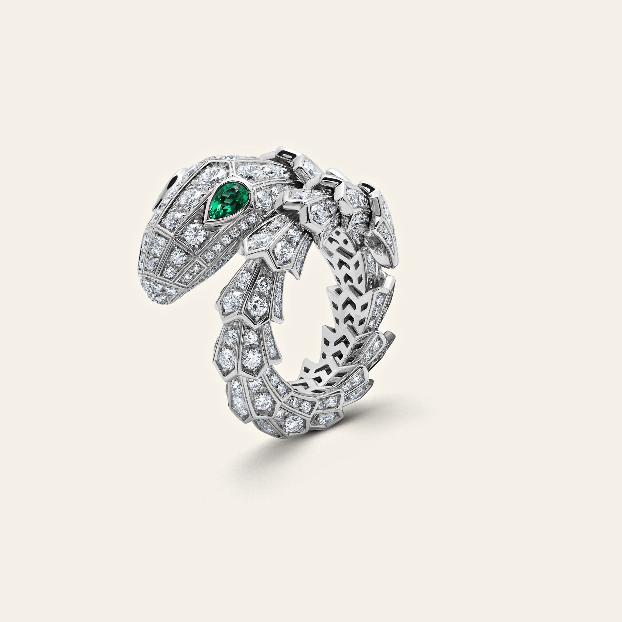 BVLGARI Serpenti Viper Ring White Gold Pavé Diamond 354697