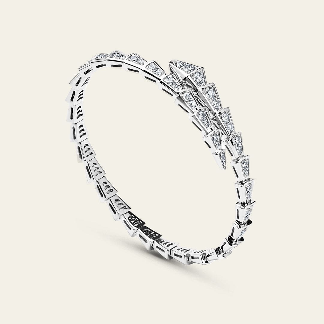 BVLGARI Serpenti Viper Slim Bracelet White Gold Full Pavé Diamonds 361140