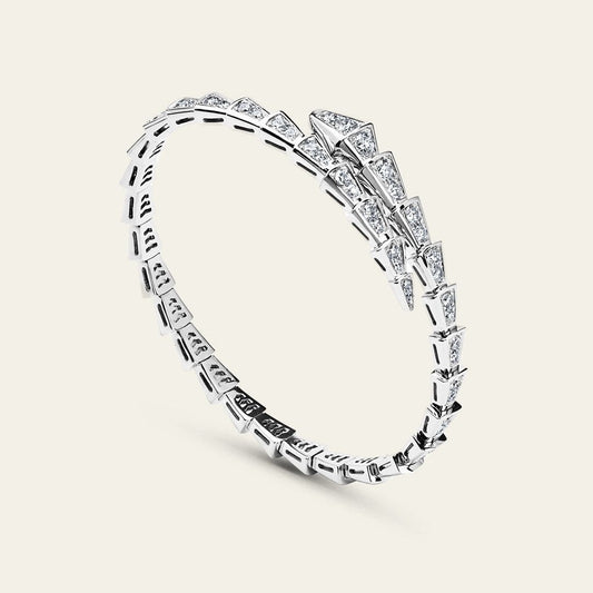 BVLGARI Serpenti Viper Slim Bracelet White Gold Full Pavé Diamonds 361140