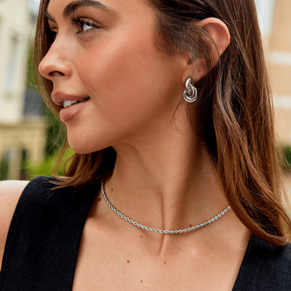 Calla Silver Twisted Chain Necklace