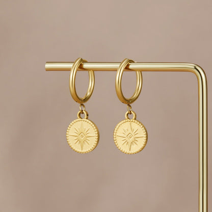 Celestial Gold Coin Earrings