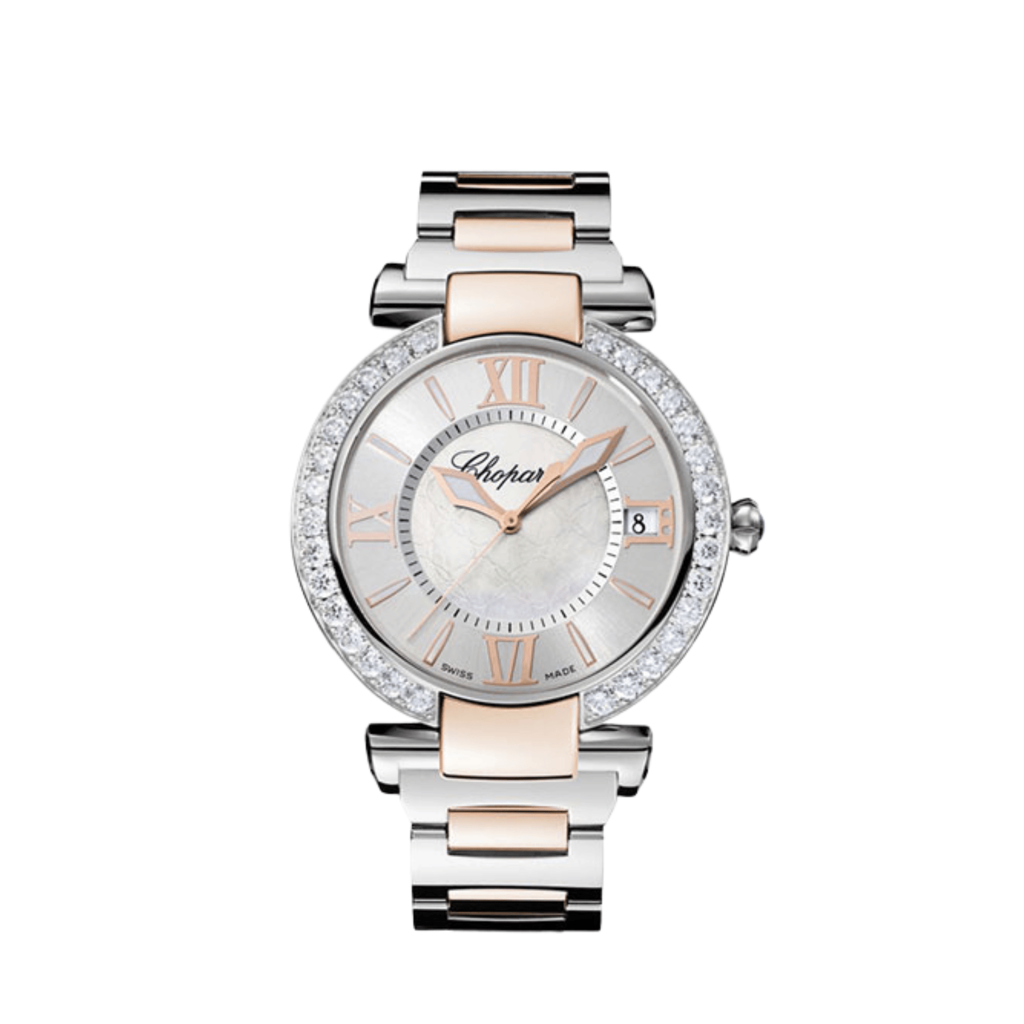 Chopard Imperiale 388531-6004 Stainless Steel Rose Gold Mother of Pearl Dial Diamond Bezel