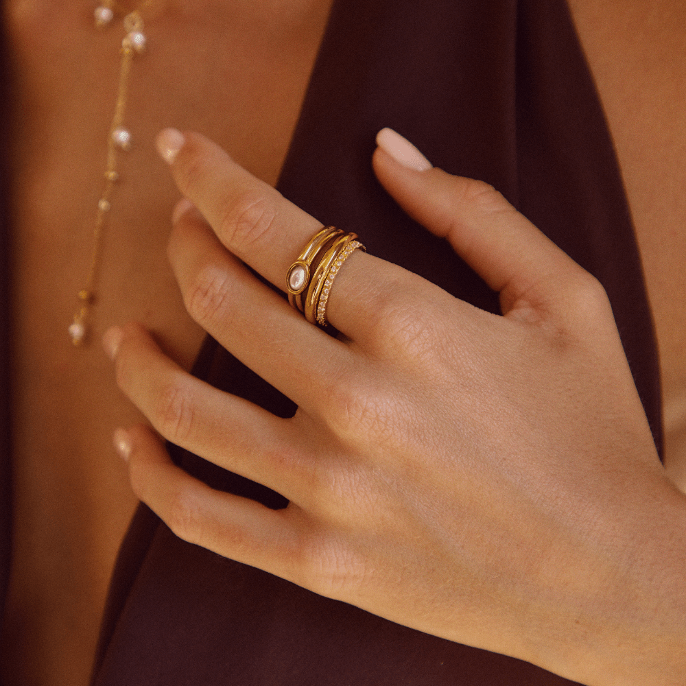 Chunky Pearl 18K Gold Ring