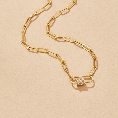 Crystal Paperclip Charm Necklace