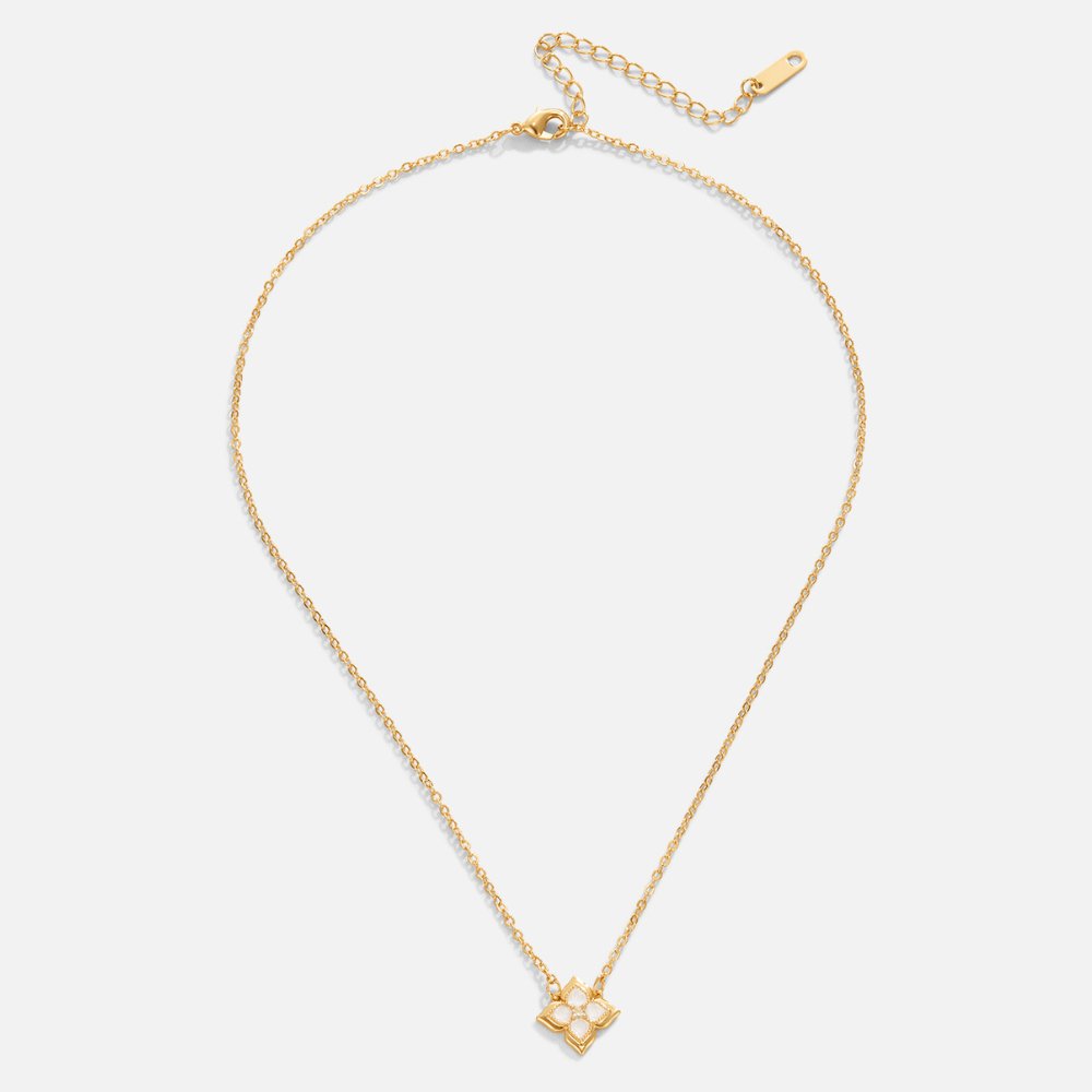 Dalia White Iris Clover Necklace