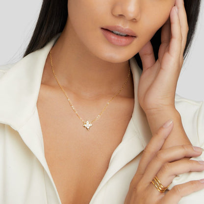 Dalia White Iris Clover Necklace