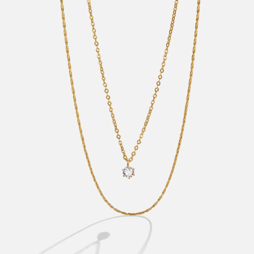 Dina Crystal & Gold Layered Necklace