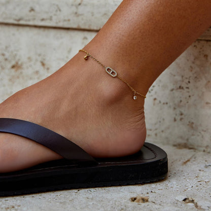 Eliza Gold Crystal Anklet