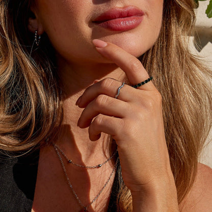 Emerald Beauty Silver Crystal Ring