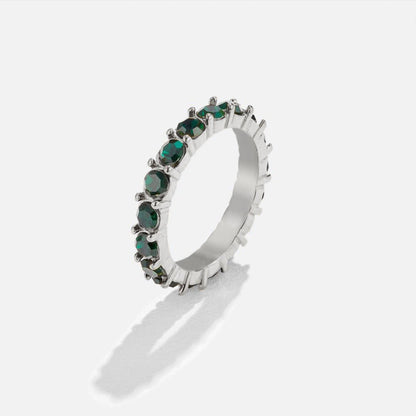 Emerald Beauty Silver Crystal Ring