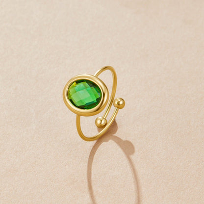 Emerald Green Crystal Gold Ring