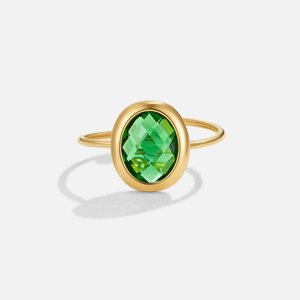 Emerald Green Crystal Gold Ring