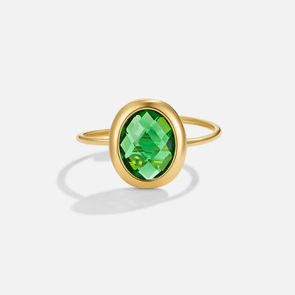 Emerald Green Crystal Gold Ring