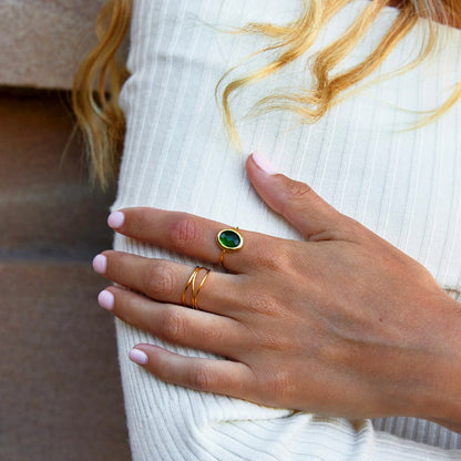 Emerald Green Crystal Gold Ring