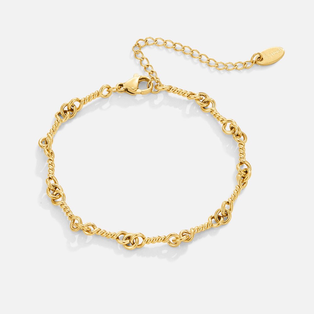 Figaro Gold Knot Chain Bracelet