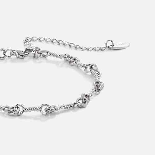 Figaro Silver Knot Chain Bracelet