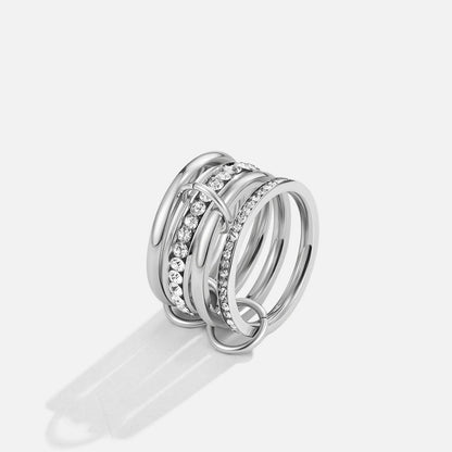 'Forever' Link Crystal & Silver Ring