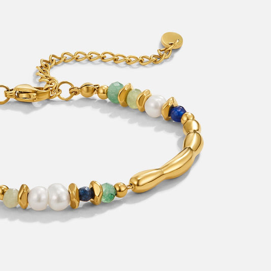 Freshwater Pearl & Malachite Beaded Bracelet