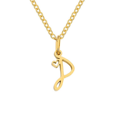 Gold Letter Heart Necklace