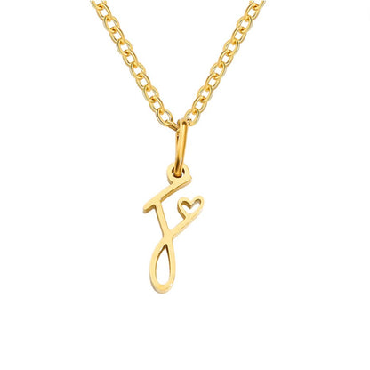 Gold Letter Heart Necklace