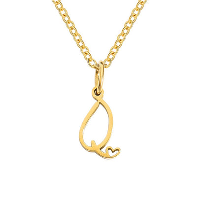 Gold Letter Heart Necklace