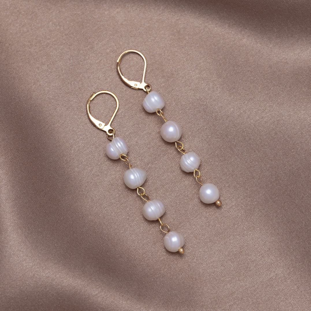 Golden Freshwater Pearl Earrings