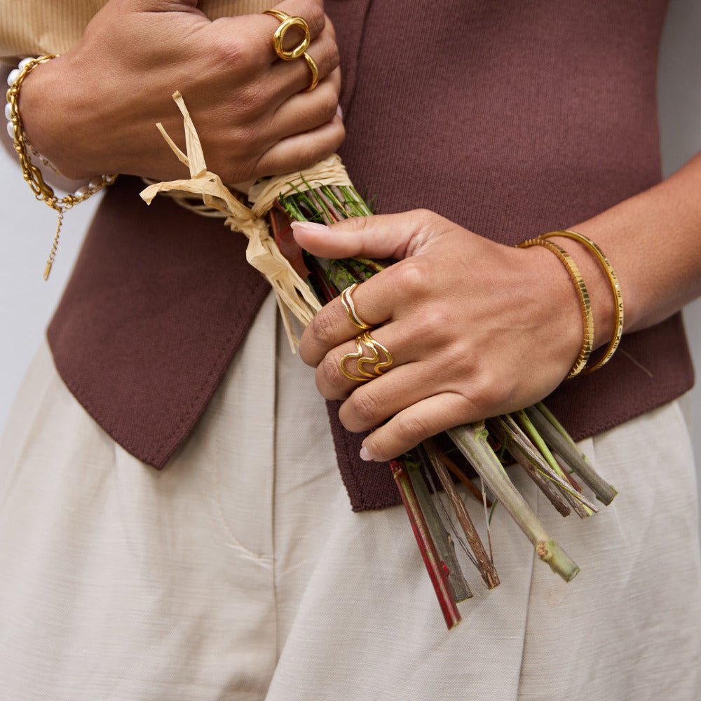 Golden Waves Wrap Ring