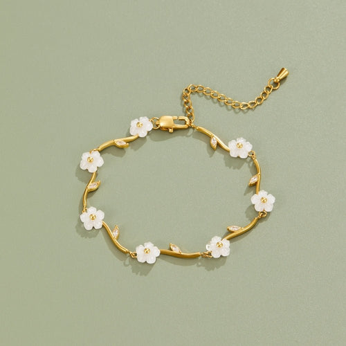 Golden White Pearl Blossom Bracelet