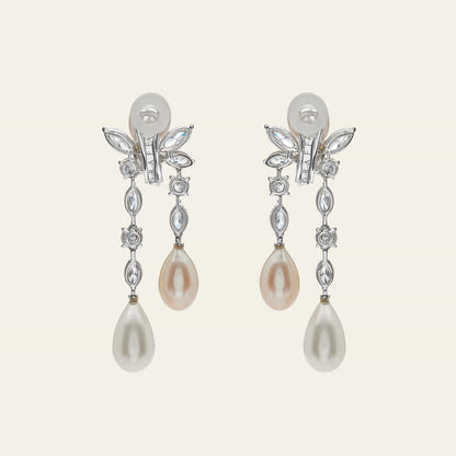 Graff Platinum and White Gold Diamond and Pearl Drop Earrings