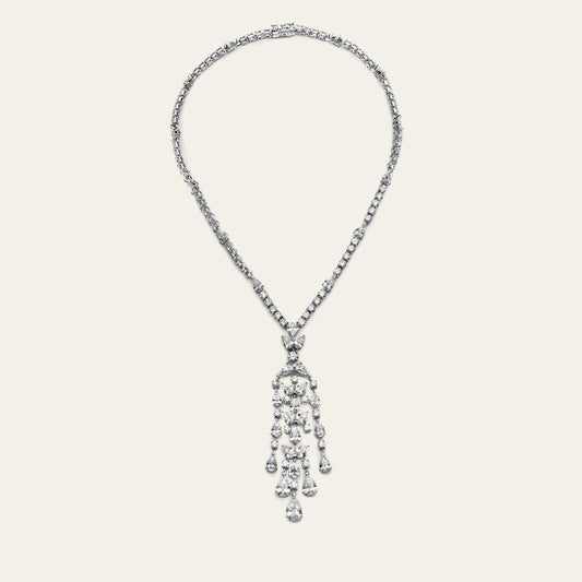 Graff Platinum and White Gold Diamond Knifebar Chandelier Necklace