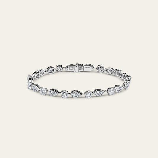 Graff Platinum and White Gold Multi Shape Diamond Bracelet