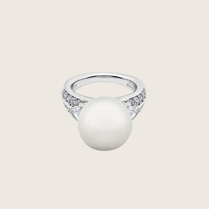 Mikimoto White South Sea Cultured Pearl and Diamond Ring