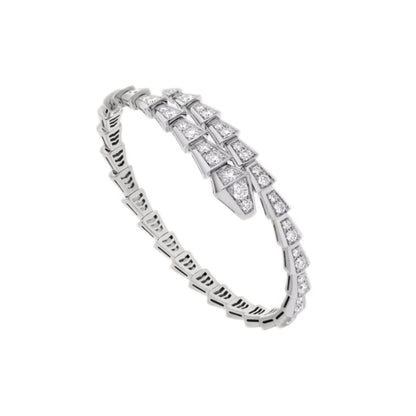 SNAKE BRACELET Bvlgari Serpenti Viper 18K White Gold Diamond Bracelet 2.80 Carats