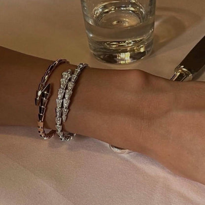 SNAKE BRACELET Bvlgari Serpenti Viper 18K White Gold Diamond Bracelet 2.80 Carats