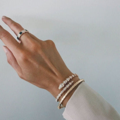 SNAKE BRACELET Bvlgari Serpenti Viper 18K White Gold Diamond Bracelet 2.80 Carats